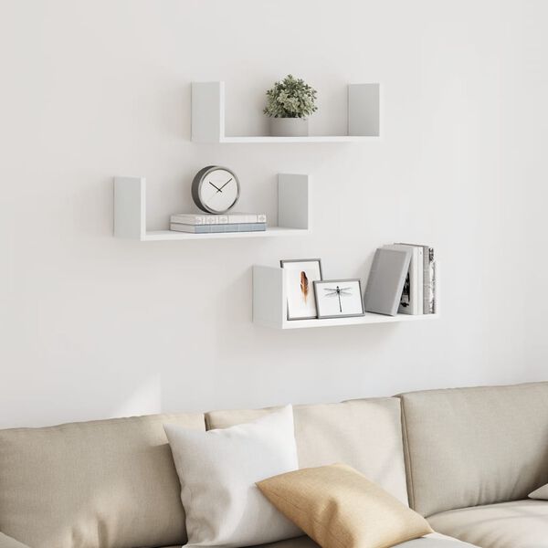 vidaXL N&aacute;stěnn&eacute; police 3 ks b&iacute;l&eacute; 58 x 18 x 18 cm kompozitn&iacute; dřevo