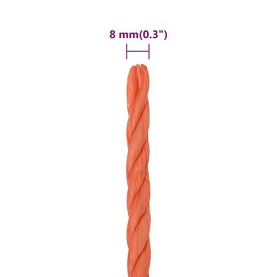 vidaXL Pracovní lano oranžové 8 mm 25 m polypropylen