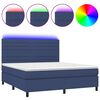 vidaXL Box spring postel s matrac&iacute; a LED modr&aacute; 180x200 cm textil