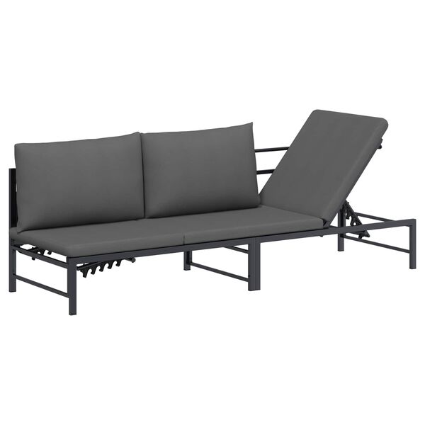 vidaXL Slunečn&iacute; leh&aacute;tko pro 3 osoby Čern&yacute; 200 x 62 x 59 cm Textilen