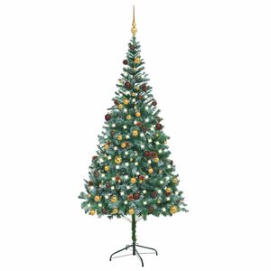vidaXL Uměl&yacute; v&aacute;nočn&iacute; stromek LED osvětlen&iacute; sada koul&iacute; a &scaron;i&scaron;ky 210 cm