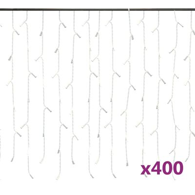 vidaXL LED světelný závěs rampouchy 10 m 400 LED studený bílý 8 funkcí