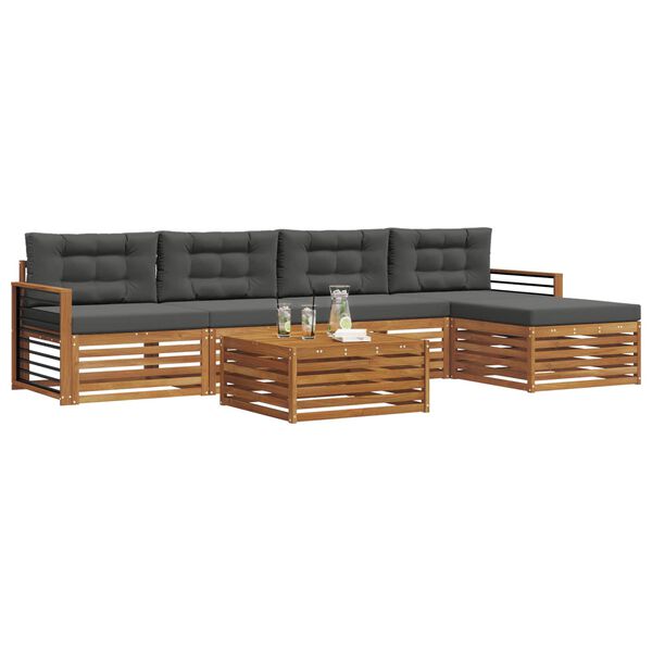 vidaXL Venkovn&iacute; pohovkov&aacute; souprava 6 pcs Přirozen&aacute; a Anthracitov&aacute;