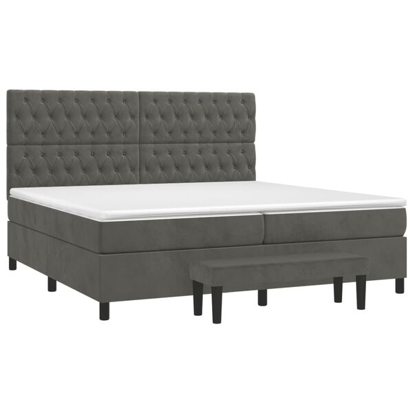 vidaXL Box spring postel s matrac&iacute; tmavě &scaron;ed&aacute; 200x200 cm samet
