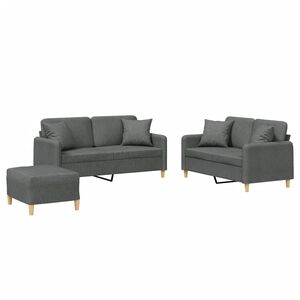 vidaXL 3d&iacute;ln&aacute; sedac&iacute; souprava s pol&scaron;t&aacute;ři tmavě &scaron;ed&aacute; textil