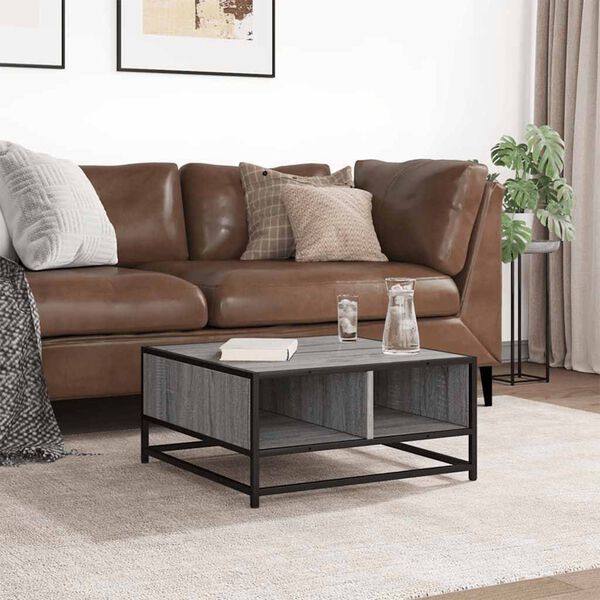 vidaXL Konferenčn&iacute; stolek &scaron;ed&yacute; sonoma 60,5x60,5x30 cm kompozit a kov