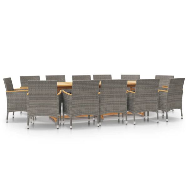 vidaXL 13dílný zahradní jídelní set s poduškami šedý