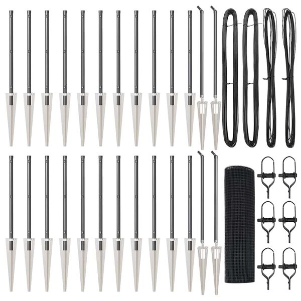 vidaXL Plotov&yacute; sloupek. &Scaron;ed&aacute; 50 x 0,6 m (12 x 12 mm s&iacute;ť) Ocel a PVC