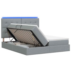vidaXL LED postel s &uacute;ložn&yacute;m prostorem a matrac&iacute; Světle &scaron;ed&aacute;