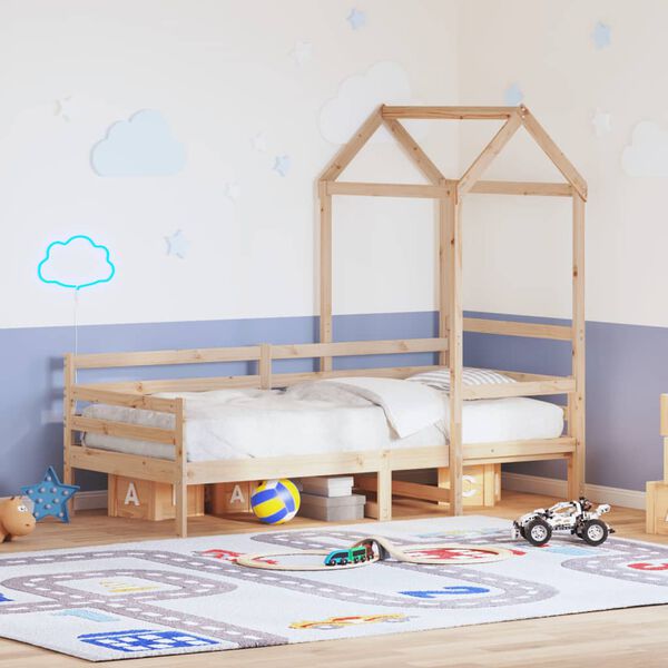 vidaXL Válenda se střechou 90 x 200 cm masivní borové dřevo