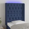 vidaXL Čelo postele s LED modré 83 x 16 x 118/128 cm textil