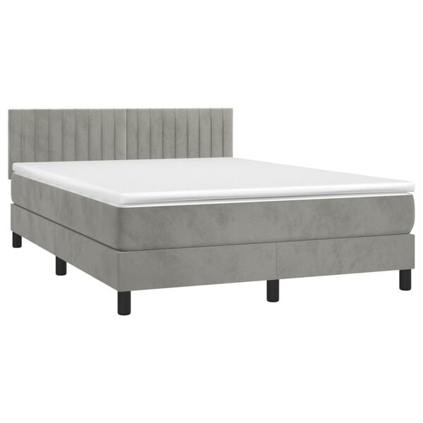 vidaXL Box spring postel s matrac&iacute; světle &scaron;ed&aacute; 140x190 cm samet