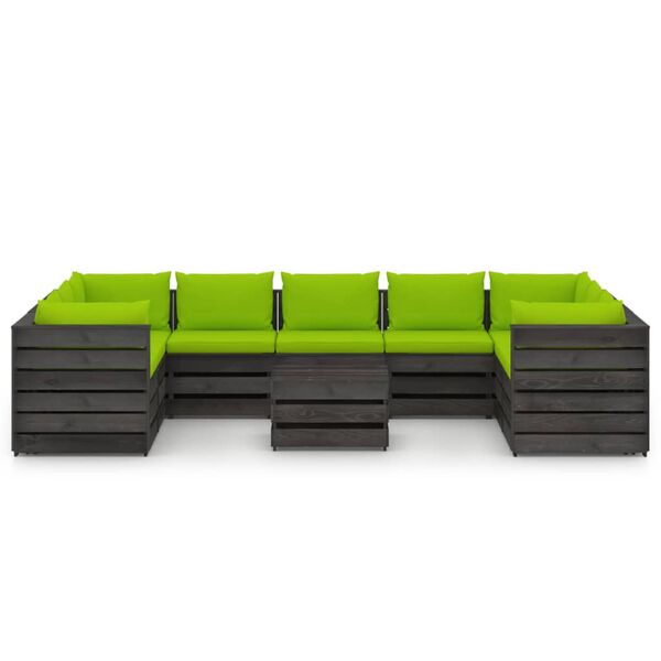 vidaXL 10d&iacute;ln&aacute; zahradn&iacute; souprava s podu&scaron;kami &scaron;edě impregnovan&eacute; dřevo