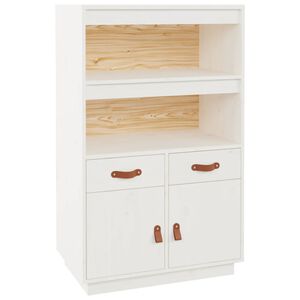 vidaXL Skř&iacute;ň highboard b&iacute;l&aacute; 67 x 40 x 108,5 cm masivn&iacute; borov&eacute; dřevo