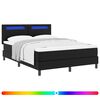 vidaXL Postel s boxspringem s LED p&aacute;sky Čern&aacute; 140 x 190 cm Uměl&aacute; kůže