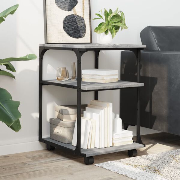 vidaXL Stojan na tiskárnu 3patrový šedý sonoma 43x48x64 cm kompozit