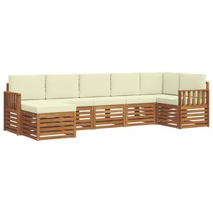 vidaXL Rohov&aacute; sofa sada s pol&scaron;t&aacute;řem 7 pcs Přirozen&aacute; a Kr&eacute;mov&aacute;