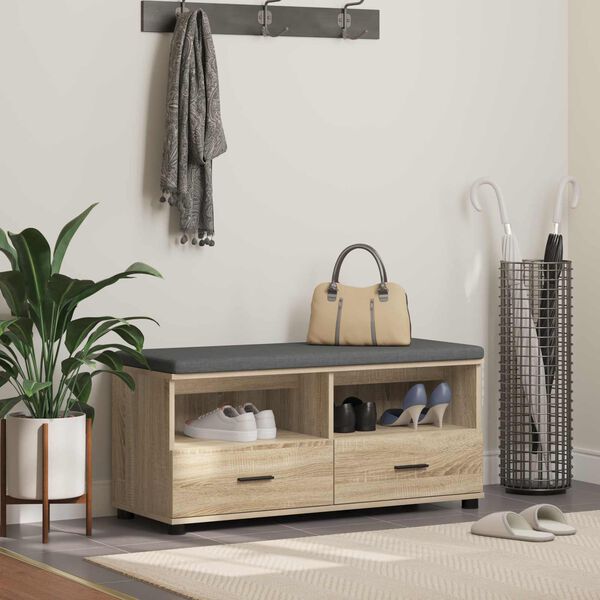 vidaXL Chodbičkov&aacute; lavice s pol&scaron;t&aacute;řem Sonoma dub 100 x 38 x 46 cm