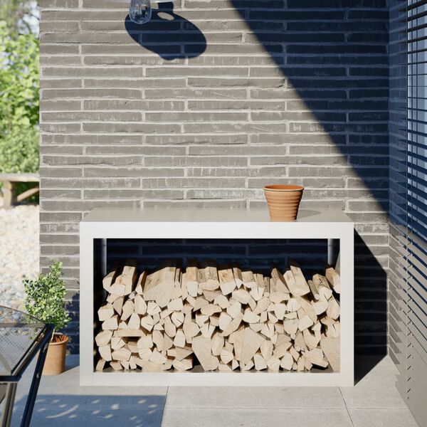 vidaXL Stojan na palivov&eacute; dřevo b&iacute;l&yacute; 100 x 40 x 60 cm ocel