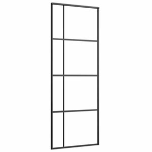 vidaXL Posuvn&eacute; dveře ml&eacute;čn&eacute; ESG sklo a hlin&iacute;k 76 x 205 cm čern&eacute;
