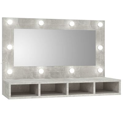 vidaXL Zrcadlová skříňka s LED betonově šedá 90 x 31,5 x 62 cm