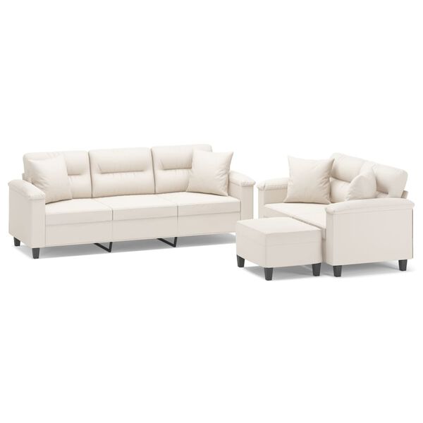 vidaXL 3dílná sedací souprava s polštáři béžová tkanina z mikrovlákna