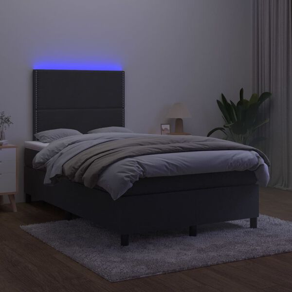 vidaXL Box spring postel s matrac&iacute; a LED čern&aacute; 120 x 190 cm samet
