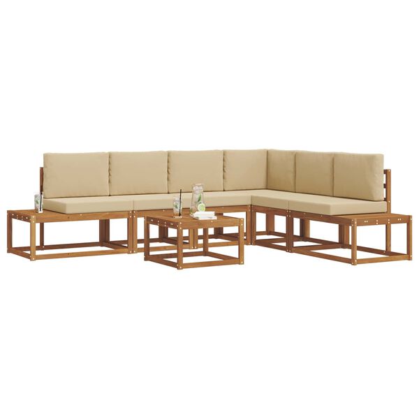 vidaXL Venkovn&iacute; pohovkov&aacute; souprava 7 Kus Přirozen&aacute; a B&eacute;žov&aacute;