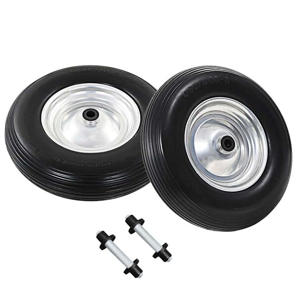 vidaXL Kola ke kolečku s nápravami 2 ks masivní PU 4,00–8 390 mm