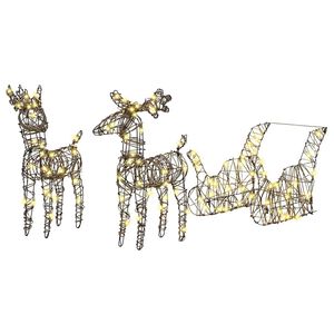 vidaXL S&aacute;ně tažen&eacute; sobem 160 LED Tepl&aacute; b&iacute;l&aacute; 53 x 28 x 33 cm Ratan