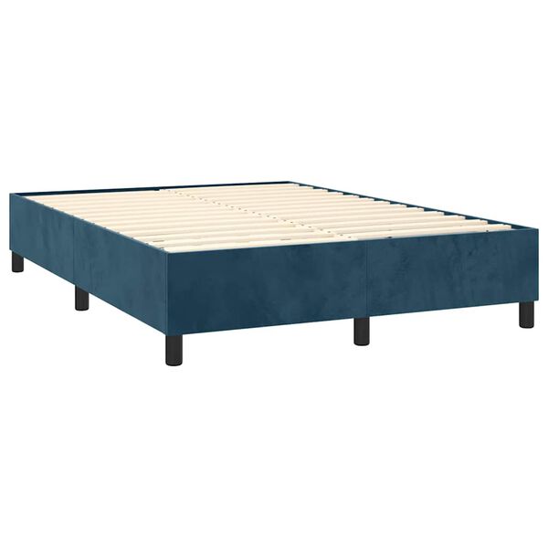 vidaXL Box spring postel s matrac&iacute; tmavě modr&aacute; 140x190 cm samet