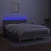 vidaXL Box spring postel s matrac&iacute; a LED světle &scaron;ed&aacute; 140x190 cm textil