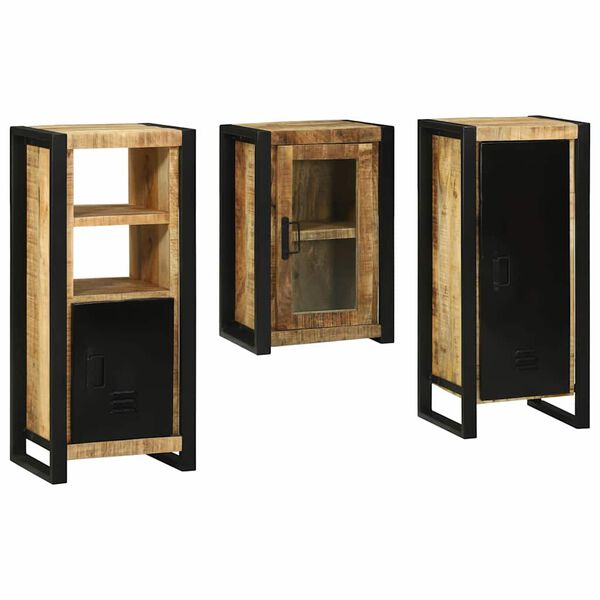 vidaXL Sada koupelnového nábytku 3 pcs Hnědá Masivní mangové dřevo