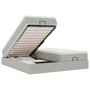 vidaXL Osmansk&yacute; r&aacute;m postele s matrac&iacute;es světle &scaron;ed&aacute; 160x200cm samet