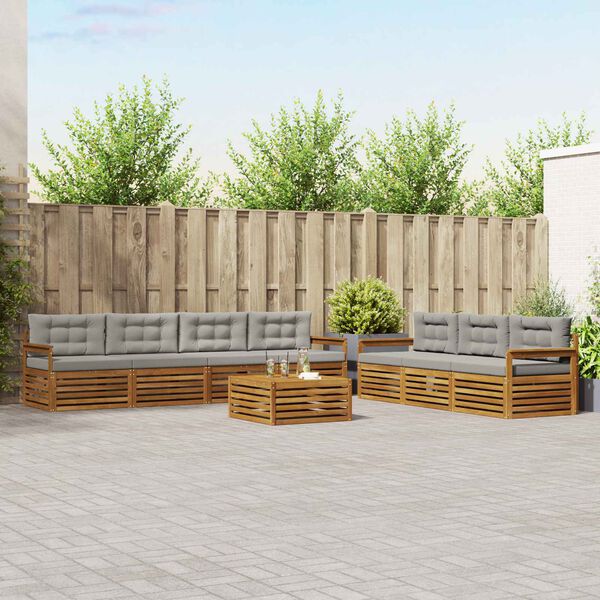 vidaXL Venkovn&iacute; pohovkov&aacute; souprava 8 pcs Př&iacute;rodn&iacute; a světle &scaron;ed&aacute;