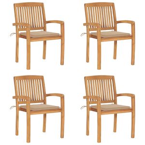 vidaXL Stohovac&iacute; zahradn&iacute; židle s podu&scaron;kami 4 ks masivn&iacute; teak