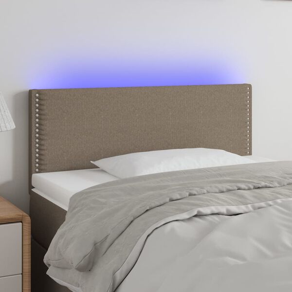 vidaXL Čelo postele s LED taupe 80 x 5 x 78/88 cm textil