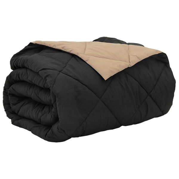 vidaXL Letn&iacute; přikr&yacute;vka Čern&aacute; a taupe 220 x 200 cm Mikrovl&aacute;kno