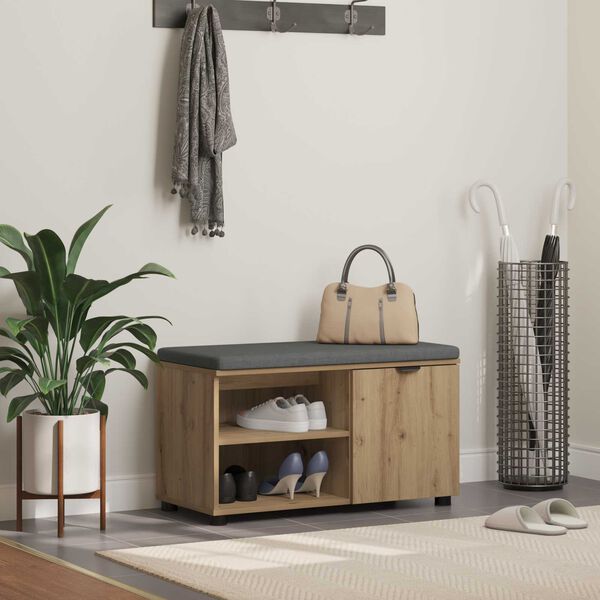 vidaXL Chodbičkov&aacute; lavice s pol&scaron;t&aacute;řem Artisanov&yacute; dub 80 x 38 x 46 cm