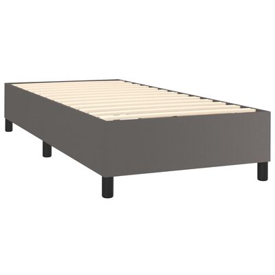 vidaXL Box spring postel s matrací šedá 90x200 cm umělá kůže