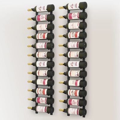 vidaXL Nástěnný stojan na víno na 12 lahví 2 ks černý železný