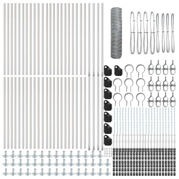 vidaXL Plotov&yacute; sloupek. Stř&iacute;brn&aacute; 100 x 0,5 m (50 mm s&iacute;ťovina) Ocel