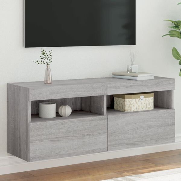 vidaXL Nástěnná TV skříňka s LED osvětlením šedá sonoma 100x30x40 cm