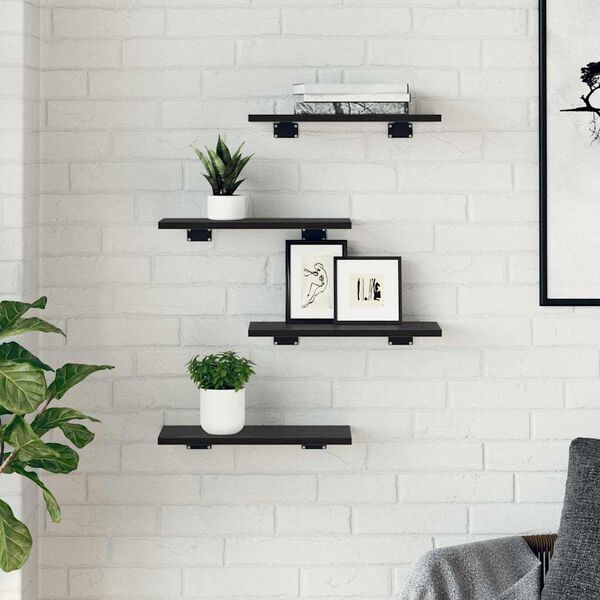 vidaXL Police na knihy 4 pcs Čern&yacute; 40 x 20 x 1,5 cm kompozitn&iacute; dřevo