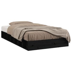 vidaXL R&aacute;m postele čern&yacute; 75 x 190 cm Small Single masivn&iacute; dřevo