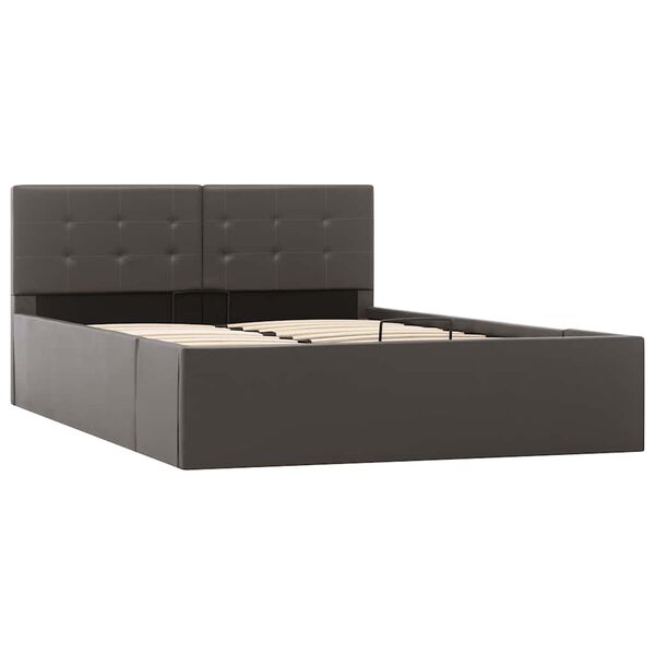 vidaXL R&aacute;m postele zvedac&iacute; &uacute;ložn&yacute; prostor &scaron;ed&yacute; uměl&aacute; kůže 120 x 200 cm