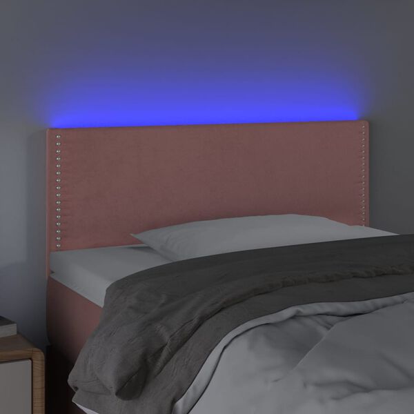 vidaXL Čelo postele s LED růžov&eacute; 80 x 5 x 78/88 cm samet