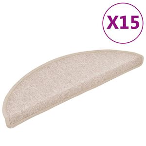 vidaXL Schodov&eacute; rohože 15 ks 56x17x3 cm b&eacute;žov&eacute;, půlkulat&eacute;