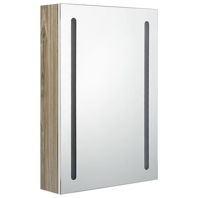 vidaXL LED koupelnová skříňka se zrcadlem bílá a dub 50 x 13 x 70 cm