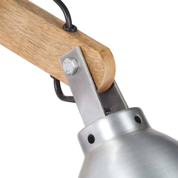 vidaXL N&aacute;stěnn&aacute; lampa E27 stř&iacute;brn&aacute; masivn&iacute; mangovn&iacute;kov&eacute; dřevo a železo